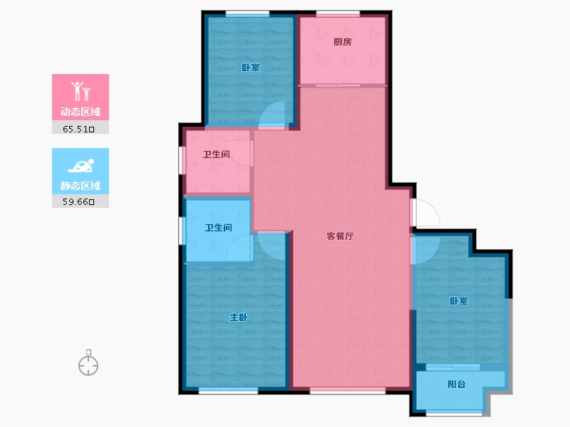 山东省-潍坊市-中冶潍坊公馆-113.61-户型库-动静分区