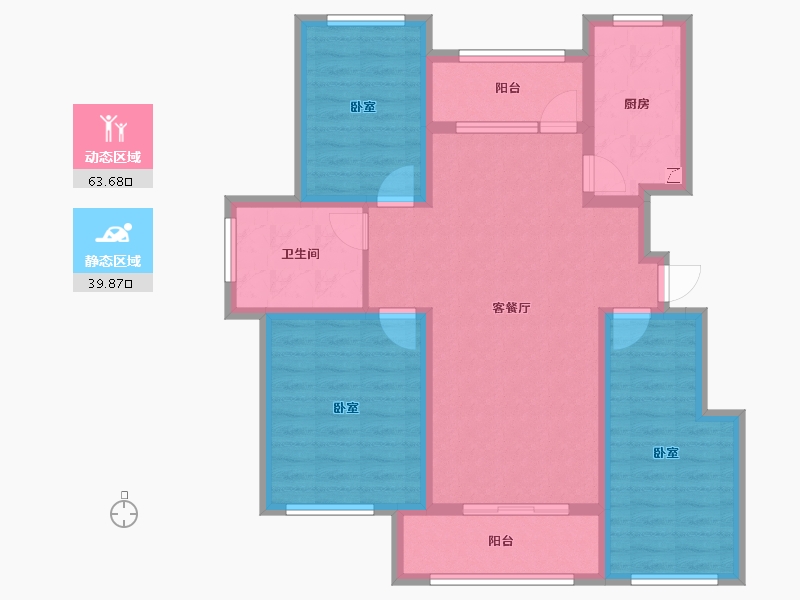 山东省-潍坊市-恒信温莎公馆-91.60-户型库-动静分区