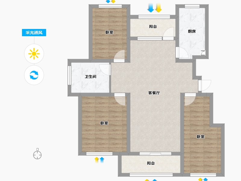 山东省-潍坊市-恒信温莎公馆-91.60-户型库-采光通风