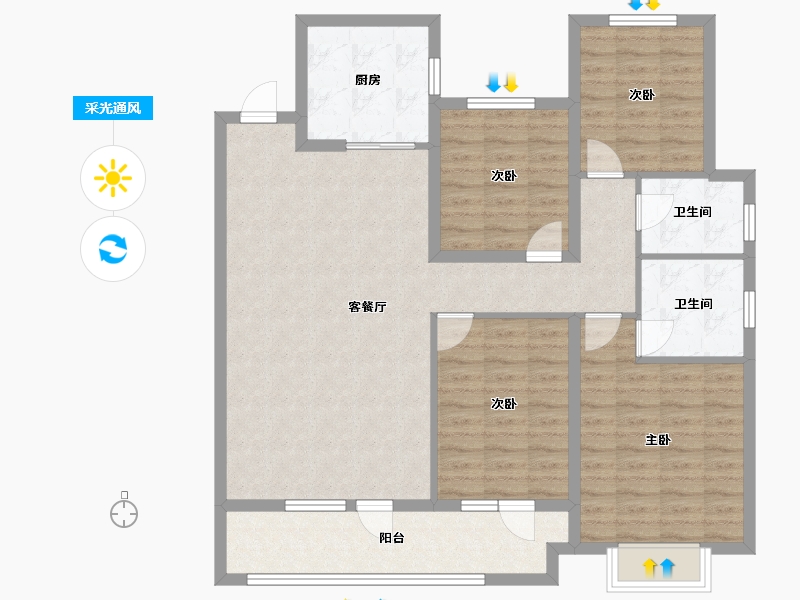 山东省-潍坊市-万特公馆-112.00-户型库-采光通风