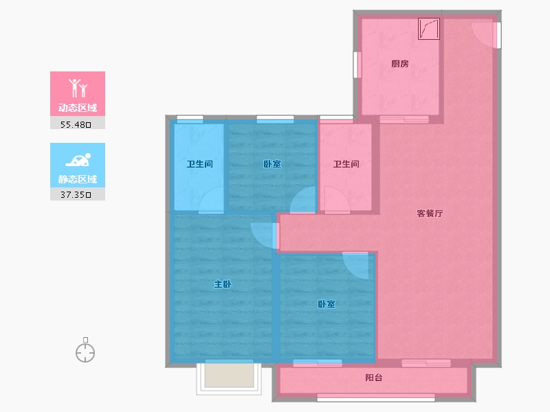 陕西省-咸阳市-南飞鸿·云境·澜湾-83.04-户型库-动静分区