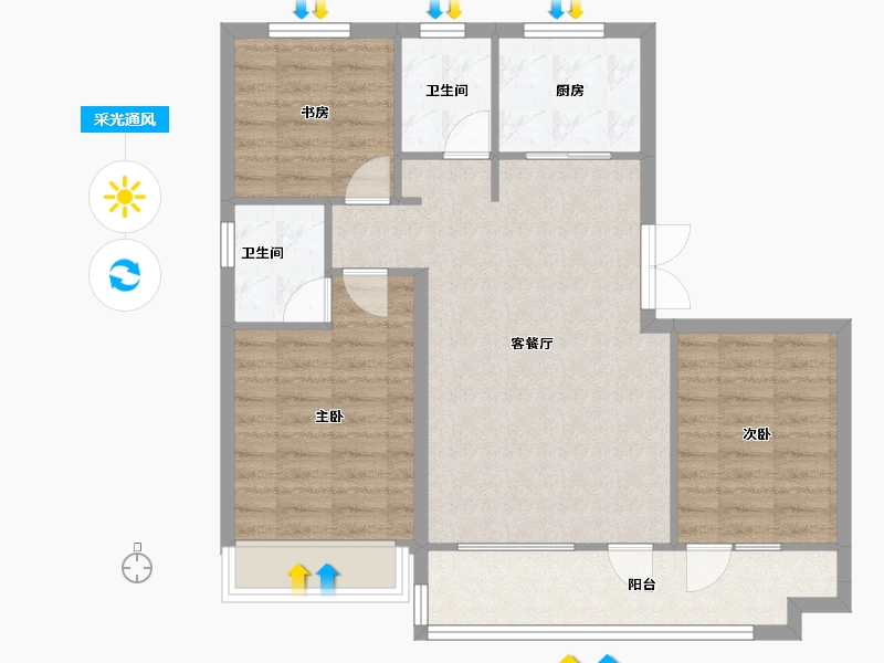 山东省-潍坊市-恒信·时光里-82.91-户型库-采光通风