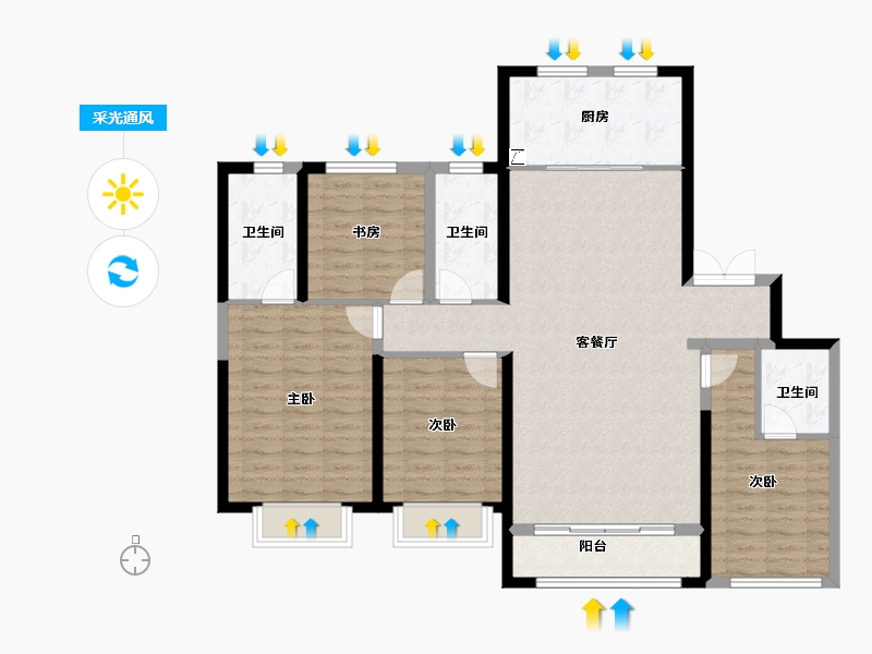 陕西省-西安市-天地源·云水天境-117.58-户型库-采光通风