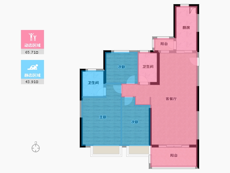 浙江省-绍兴市-恒大未来城-98.40-户型库-动静分区