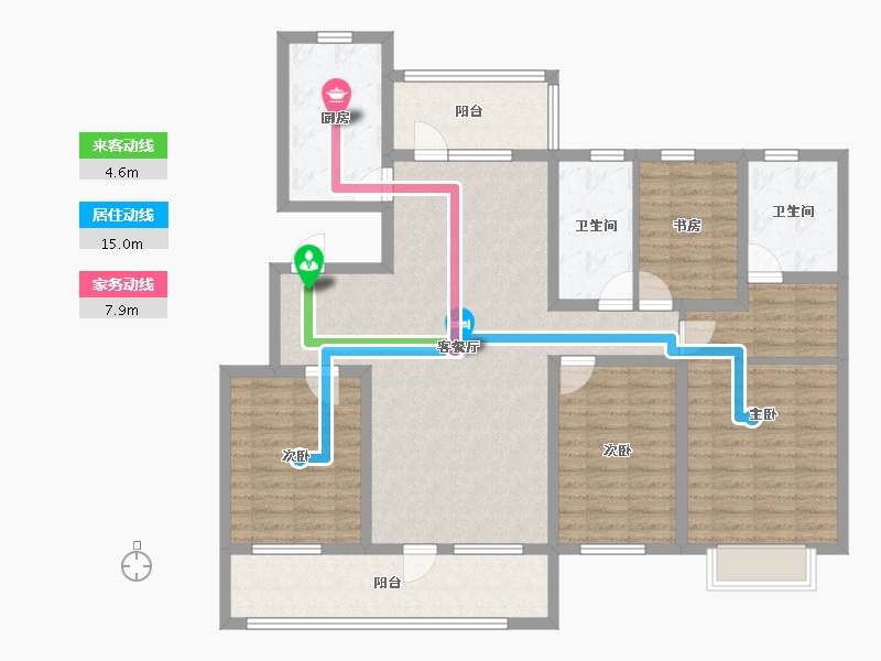 山东省-潍坊市-万特公馆-129.60-户型库-动静线