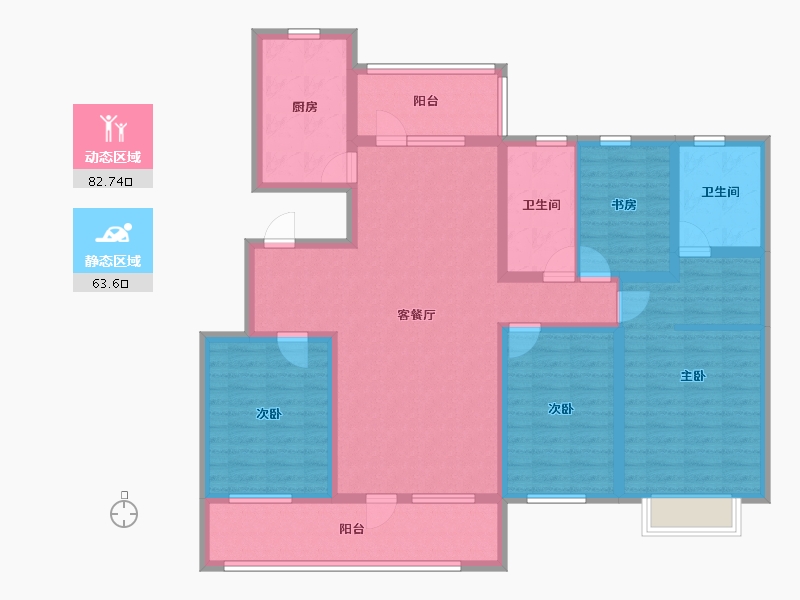 山东省-潍坊市-万特公馆-129.60-户型库-动静分区