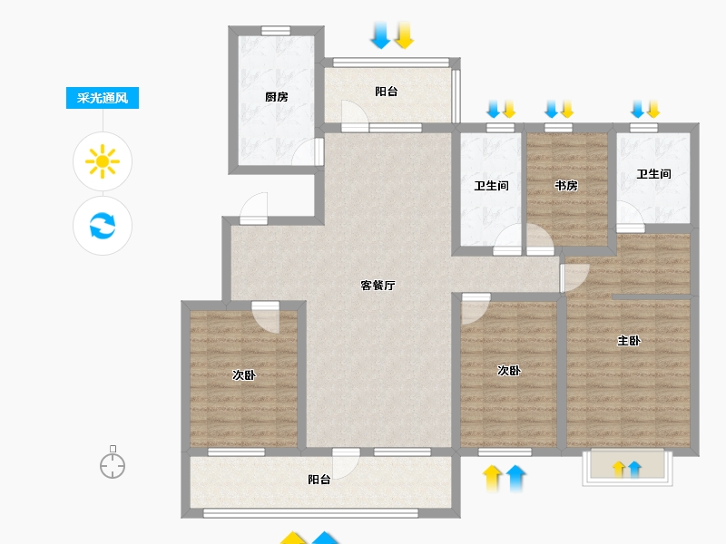 山东省-潍坊市-万特公馆-129.60-户型库-采光通风