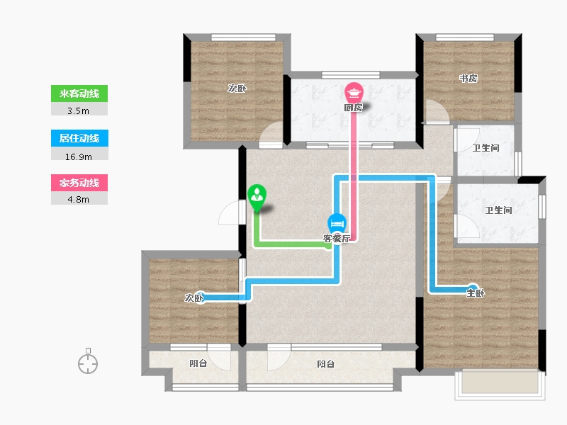 山东省-烟台市-龙湖春江悦茗-114.40-户型库-动静线