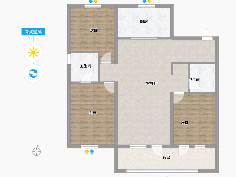 山东省-潍坊市-万科城-101.60-户型库-采光通风