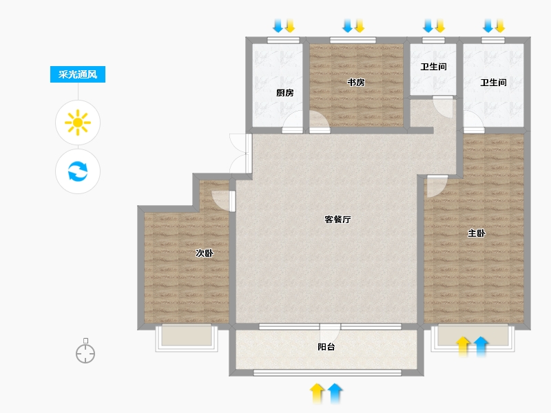 山东省-青岛市-上城御府-131.52-户型库-采光通风