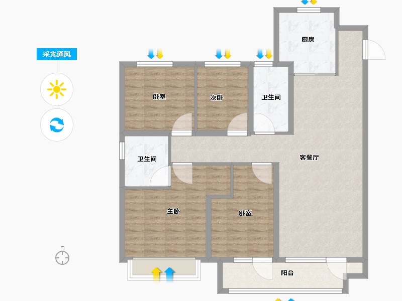 山东省-潍坊市-桃源金茂悦-109.60-户型库-采光通风