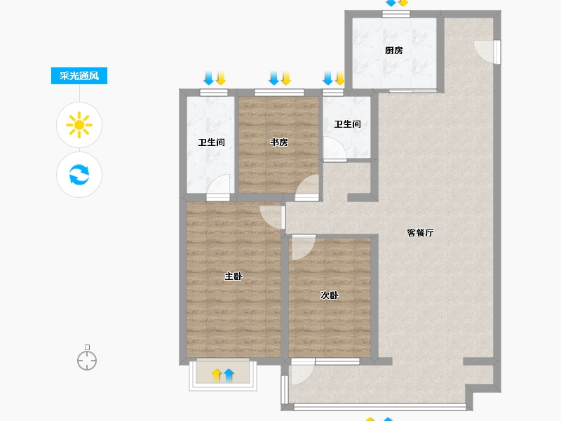 河北省-石家庄市-当代境MOMΛ-102.40-户型库-采光通风