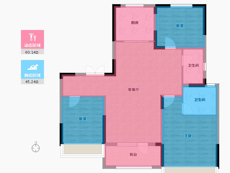 山东省-潍坊市-青岛印象春-94.46-户型库-动静分区