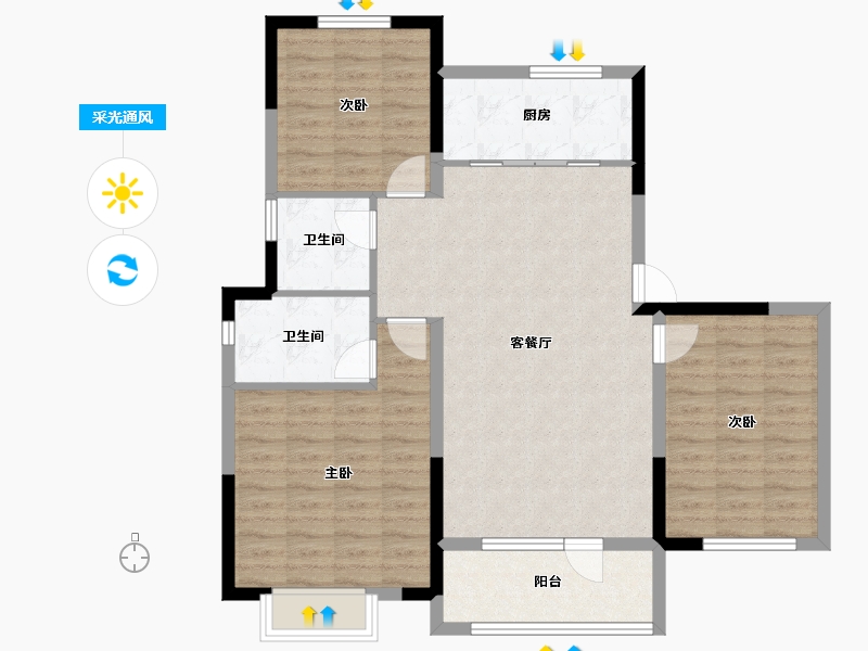 山东省-青岛市-中洲半岛城邦-98.96-户型库-采光通风