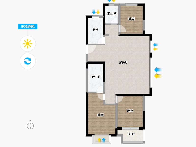 河南省-郑州市-宏光揽境-94.42-户型库-采光通风