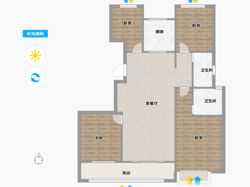 浙江省-宁波市-绿城·春熙云境-113.60-户型库-采光通风