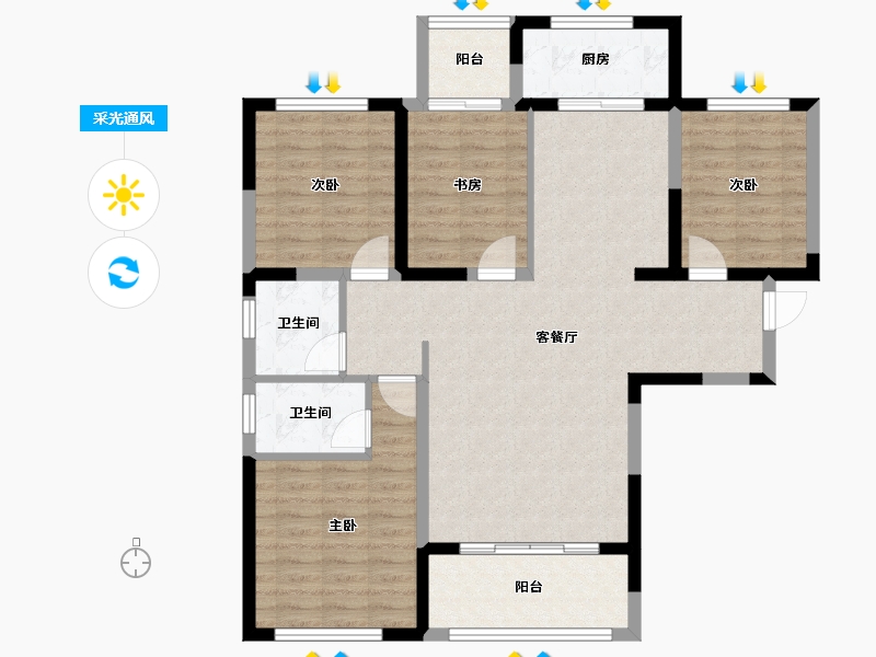 河北省-石家庄市-英郡年华国际社区-103.76-户型库-采光通风