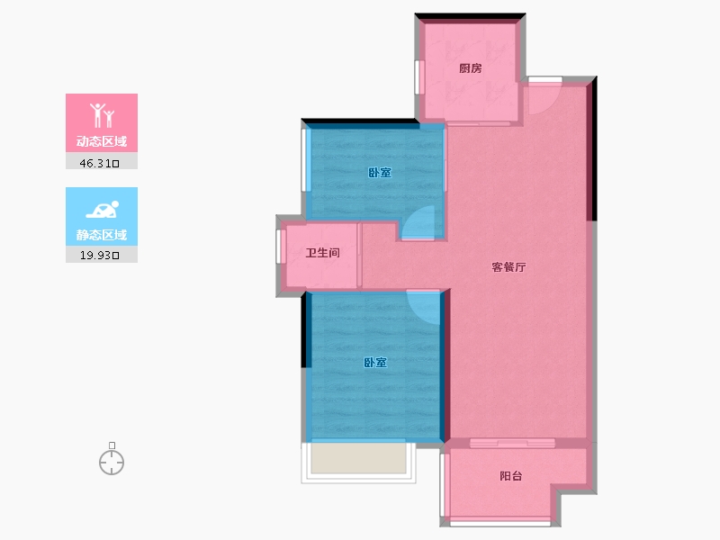 广东省-中山市-雅居乐民森迪茵湖-59.73-户型库-动静分区