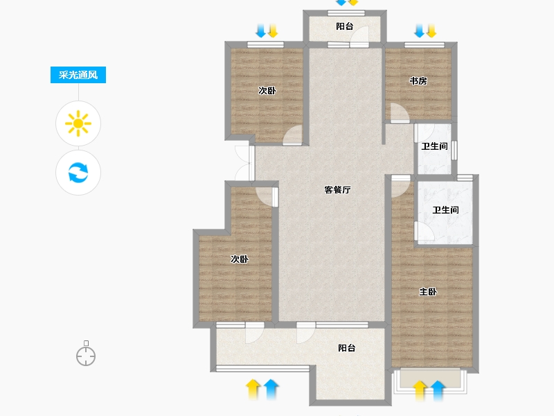 河北省-石家庄市-润江云璞-129.27-户型库-采光通风