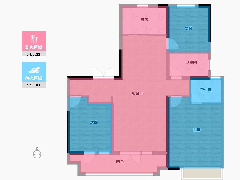 山东省-潍坊市-金科礼悦东方-100.80-户型库-动静分区