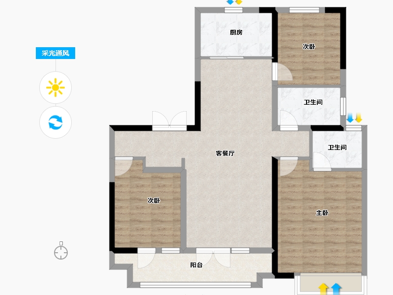 山东省-潍坊市-金科礼悦东方-100.80-户型库-采光通风