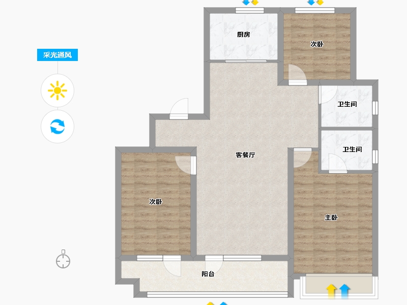 山东省-青岛市-天一仁和宸璟鹭洲-97.25-户型库-采光通风