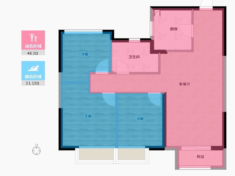 山东省-青岛市-龙湖龙誉城-71.00-户型库-动静分区