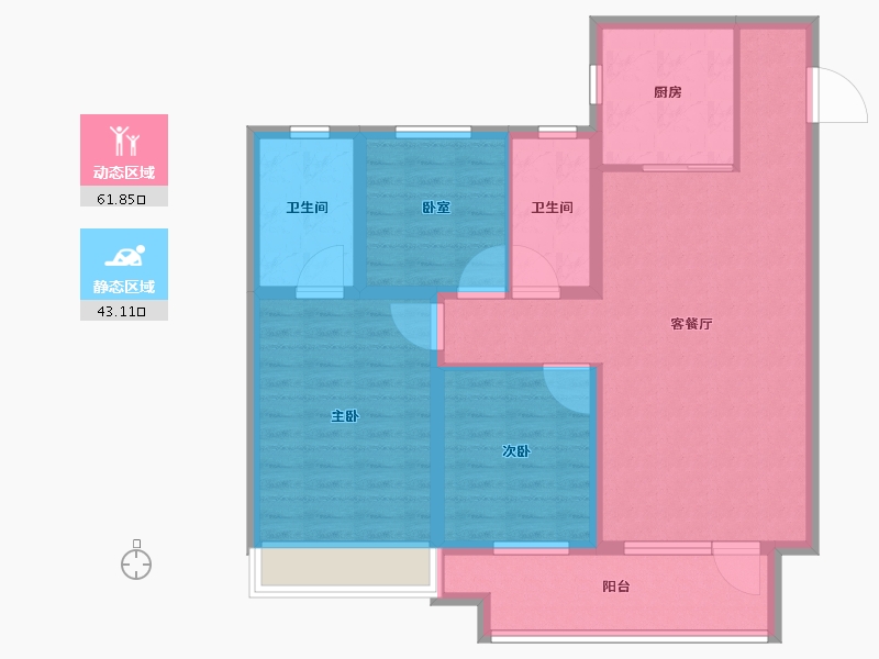 山东省-潍坊市-桃源金茂悦-93.61-户型库-动静分区