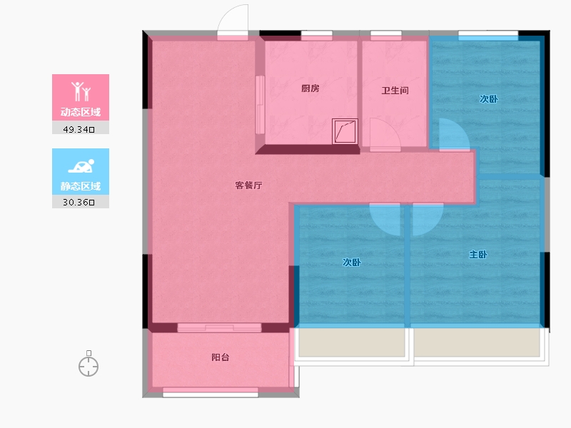 江苏省-无锡市-龙湖长泰景粼天著-71.16-户型库-动静分区