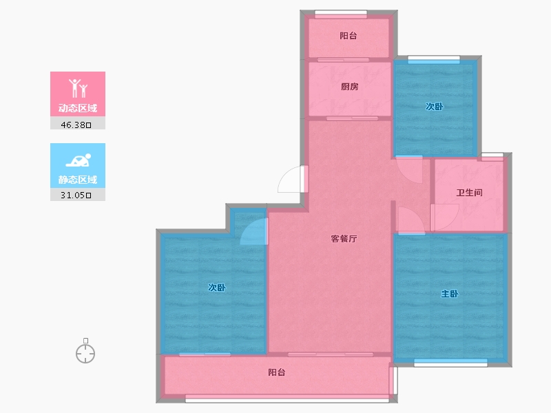 山东省-济南市-旭辉银盛泰金域蓝山-70.00-户型库-动静分区