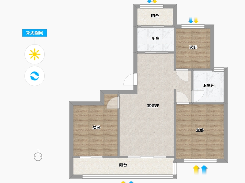 山东省-济南市-旭辉银盛泰金域蓝山-70.00-户型库-采光通风