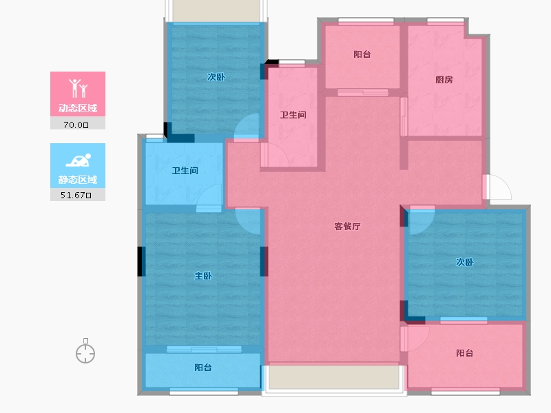 山东省-青岛市-半岛蓝湾-108.25-户型库-动静分区