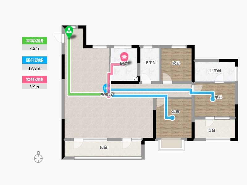 山东省-青岛市-龙湖龙誉城-113.58-户型库-动静线