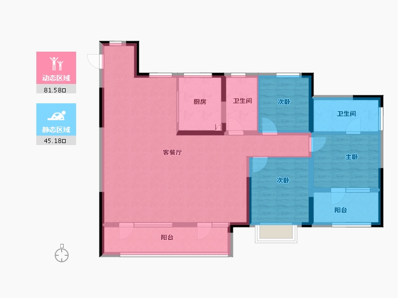 山东省-青岛市-龙湖龙誉城-113.58-户型库-动静分区