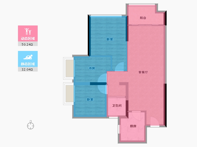 广东省-中山市-雅居乐民森迪茵湖-73.60-户型库-动静分区