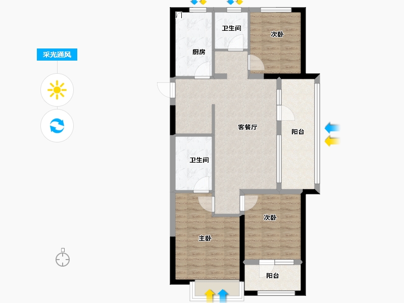 山东省-青岛市-龙湖龙誉城-87.17-户型库-采光通风