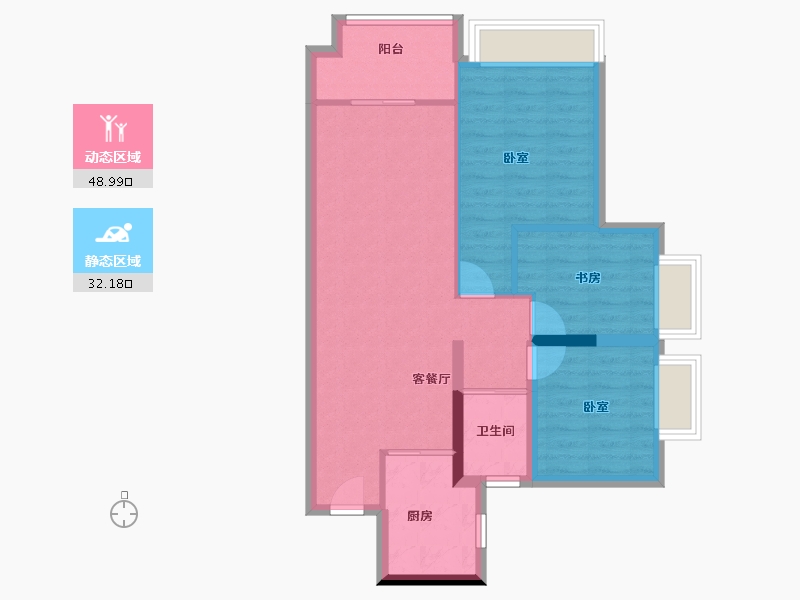 广东省-中山市-雅居乐民森迪茵湖-72.80-户型库-动静分区