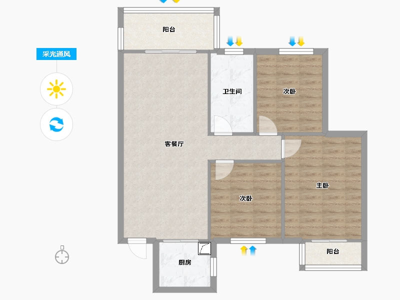 湖北省-武汉市-香缇美景-86.00-户型库-采光通风