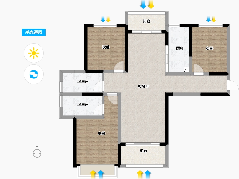 河北省-石家庄市-英郡年华国际社区-95.38-户型库-采光通风