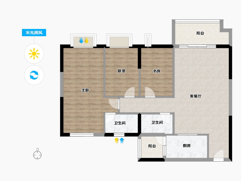 广东省-中山市-佳境康城-96.48-户型库-采光通风