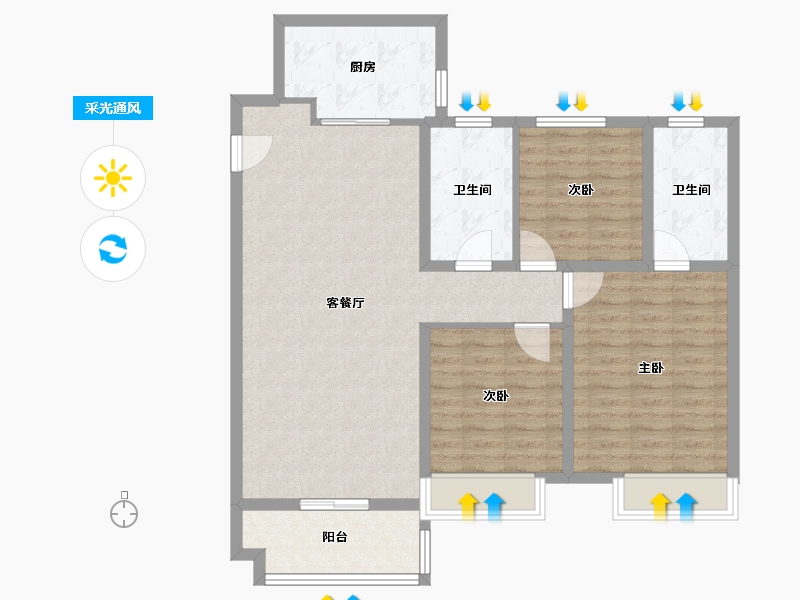 山东省-潍坊市-金科礼悦东方-99.20-户型库-采光通风