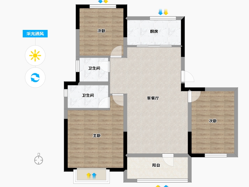 山东省-青岛市-中洲半岛城邦-94.96-户型库-采光通风