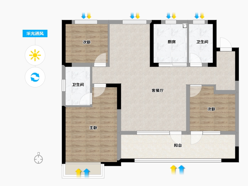 山东省-青岛市-青特云境-95.16-户型库-采光通风