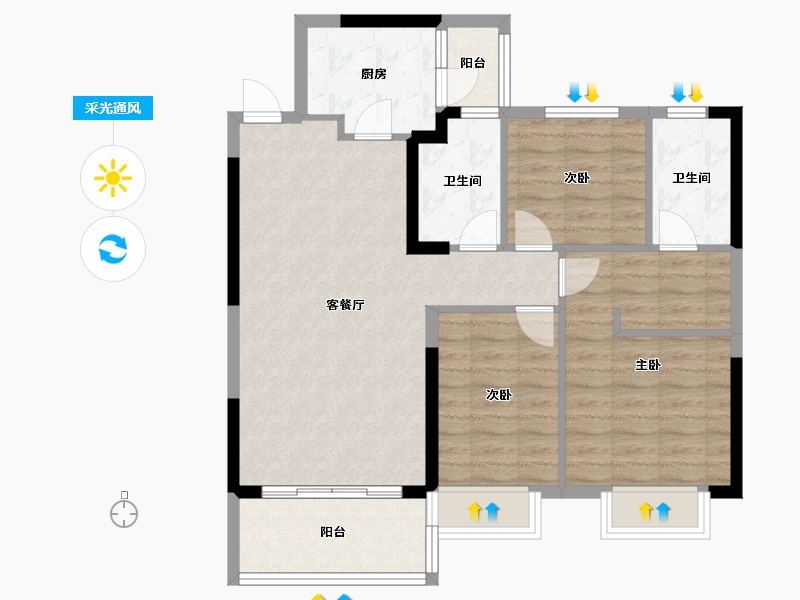 陕西省-汉中市-恒大帝景-92.00-户型库-采光通风