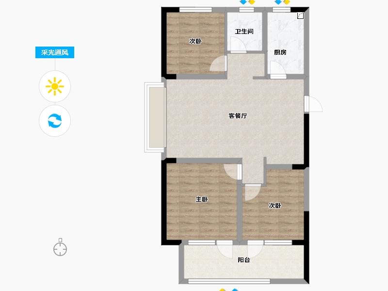 山东省-青岛市-墨上花开-79.76-户型库-采光通风