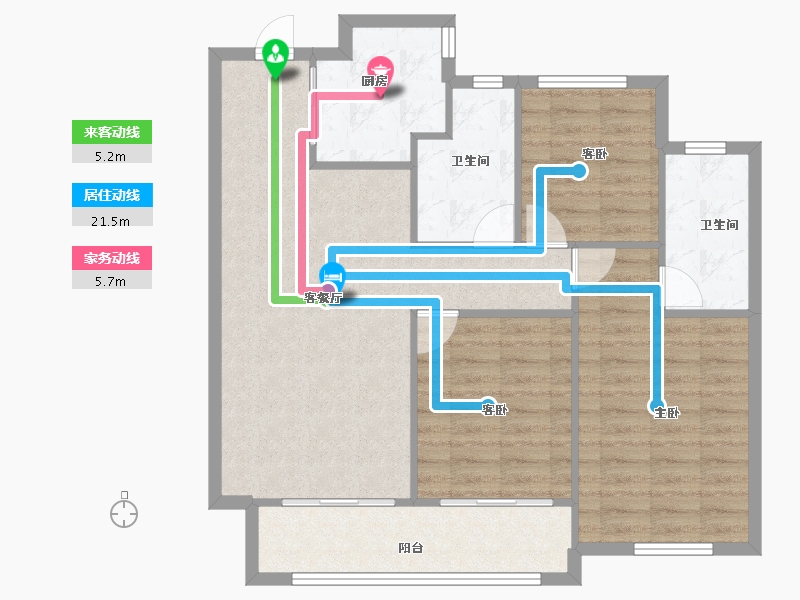 浙江省-宁波市-绿城·滨河鸣翠-89.18-户型库-动静线