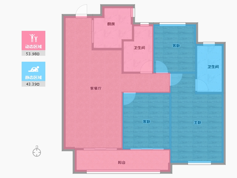 浙江省-宁波市-绿城·滨河鸣翠-89.18-户型库-动静分区