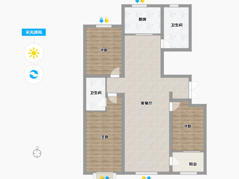 山东省-潍坊市-龙润紫宸华府-112.00-户型库-采光通风