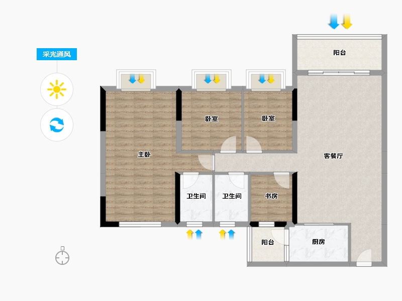 广东省-中山市-佳境康城-108.96-户型库-采光通风