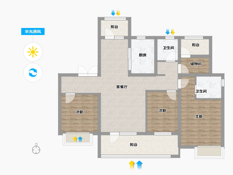 山东省-青岛市-保利和府-101.35-户型库-采光通风